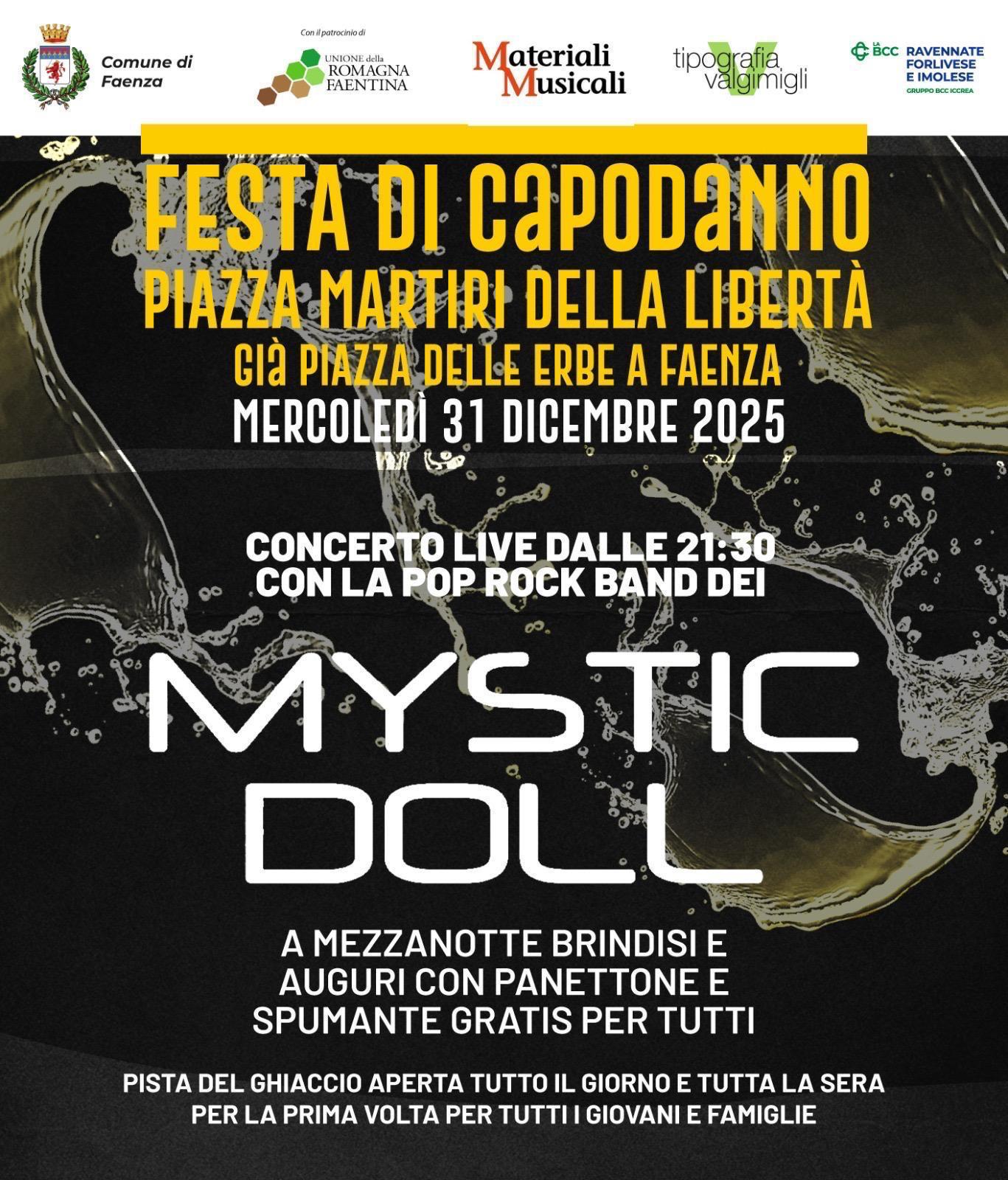 Faenza accoglie il 2026 con la grande Festa di Capodanno in Piazza Martiri della Libertà