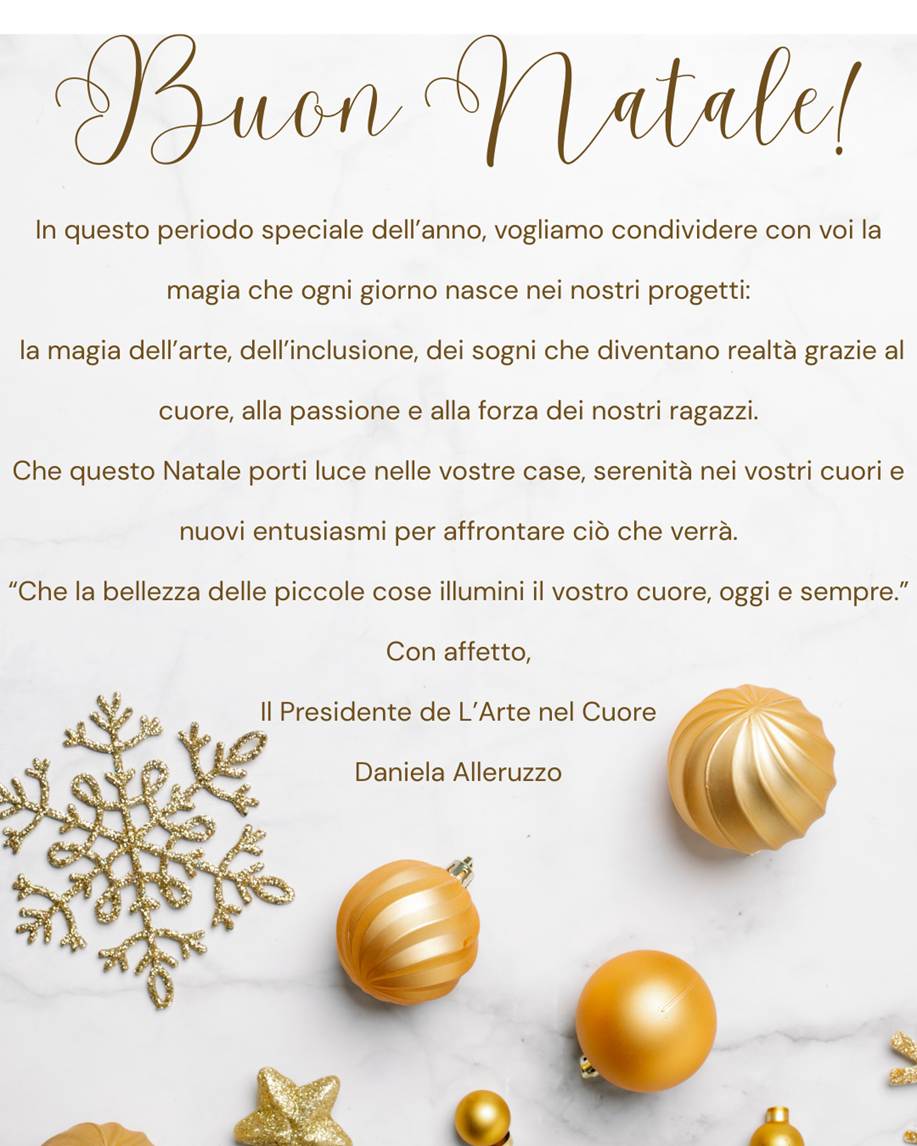 Buone Feste da L’Arte nel Cuore Onlus, il Mei e’ partner. Ecco il video del cantante Roccuzzo