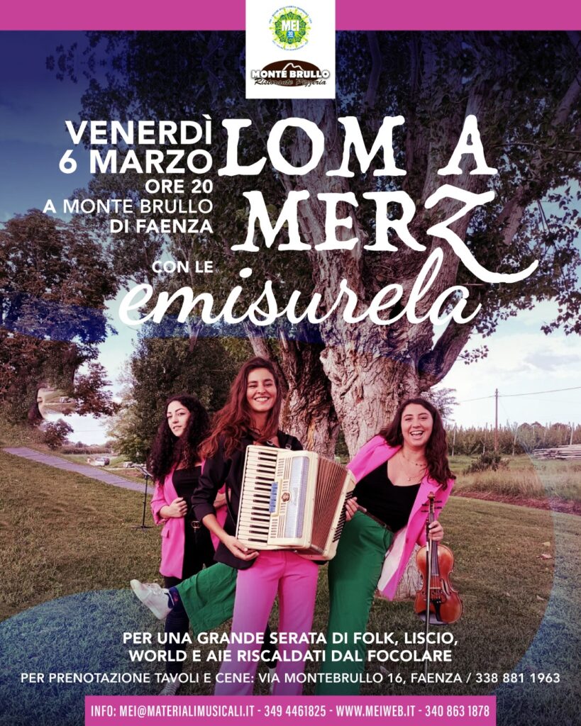 Lom a Merz ed Emisurela sul palco di Monte Brullo a Faenza durante il concerto di musica folk
