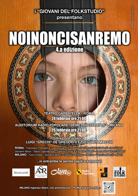 I GIOVANI DEL FOLKSTUDIO tornano con la quarta edizione di “NOINONCISANREMO”, il 24 febbraio a ROMA e il 26 febbraio a MILANO (per la prima volta).