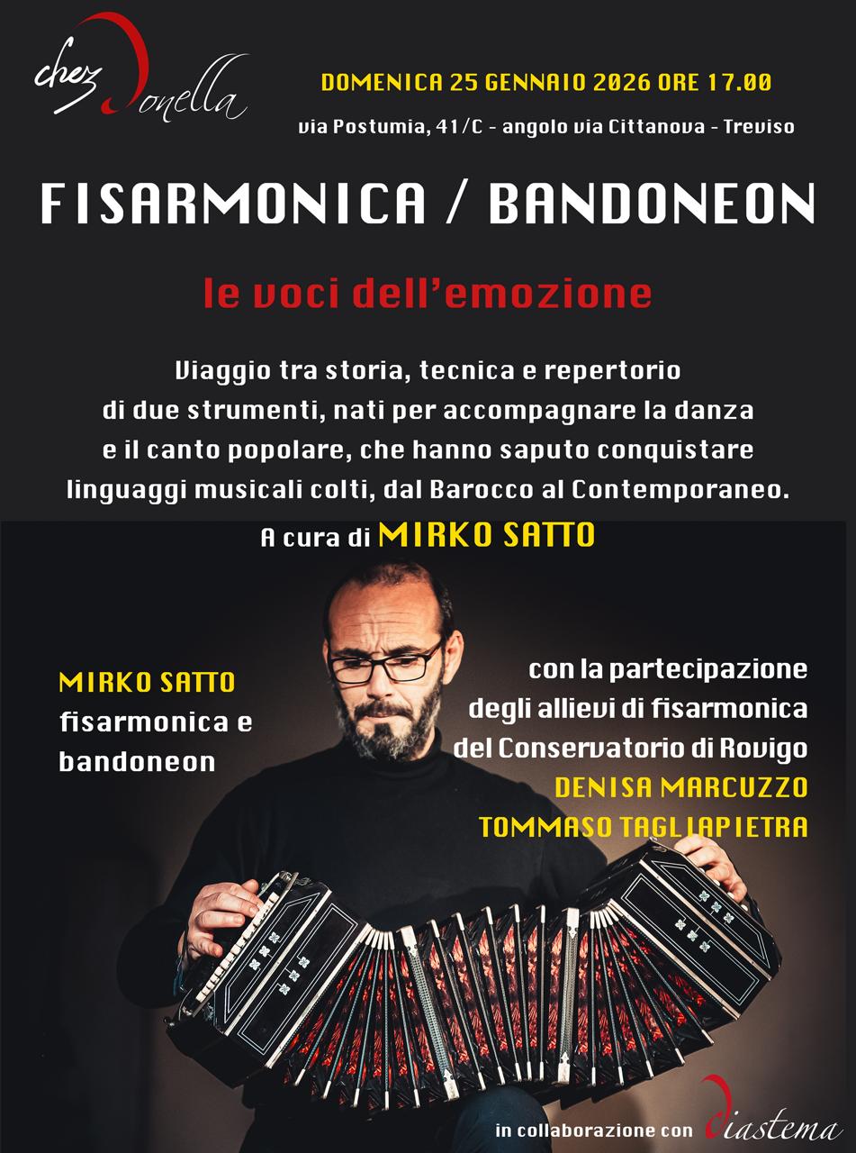 CHEZ DONELLA presenta FISARMONICA / BANDONEON le voci dell’emozione domenica 25 gennaio 2026 ore 17.00