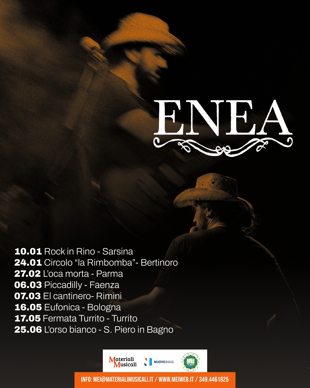 Ecco in partenza i tour di Materiali Musicali per il 2026: Arriva Enea, ecco tutte le date, al lavoro per Opera Indie in tour.