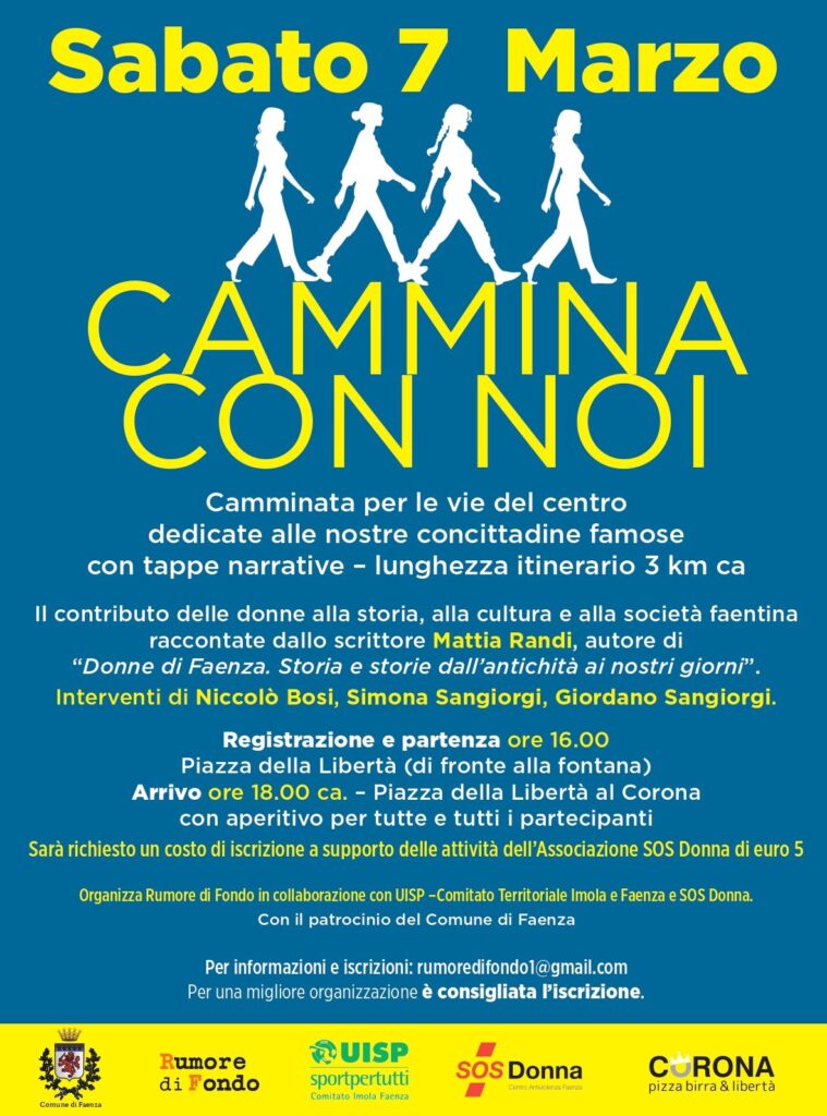 Cammina con Noi Faenza, camminata dell’8 marzo nel centro storico con tappe narrative dedicate alle donne