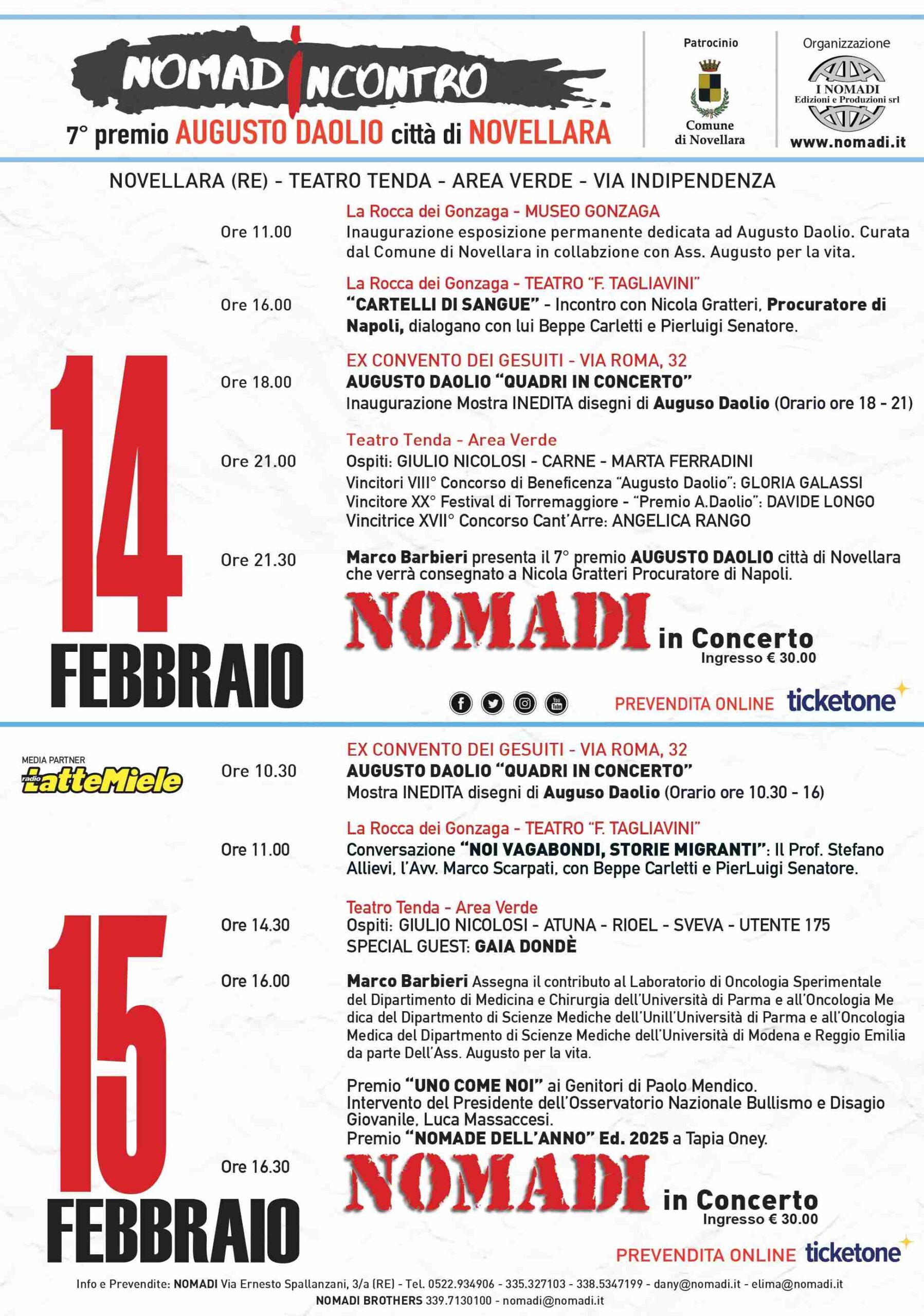  NICOLA GRATTERI, I GENITORI DI PAOLO MENDICO E TAPIA ONEY I PROTAGONISTI DEL NOMADINCONTRO 2026 DEDICATO AD AUGUSTO DAOLIO