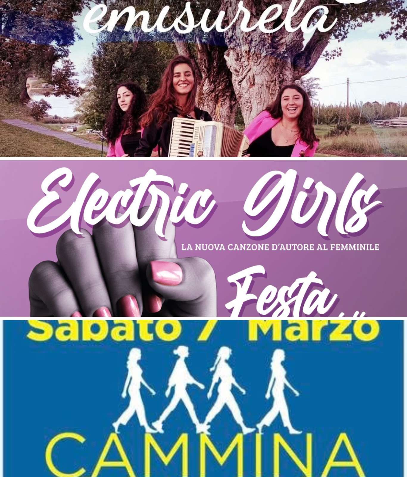 Verso l’8 marzo a Faenza, tre eventi dal 6 all’8 marzo con le Emisurela, Camminata a Faenza e Electric Girls