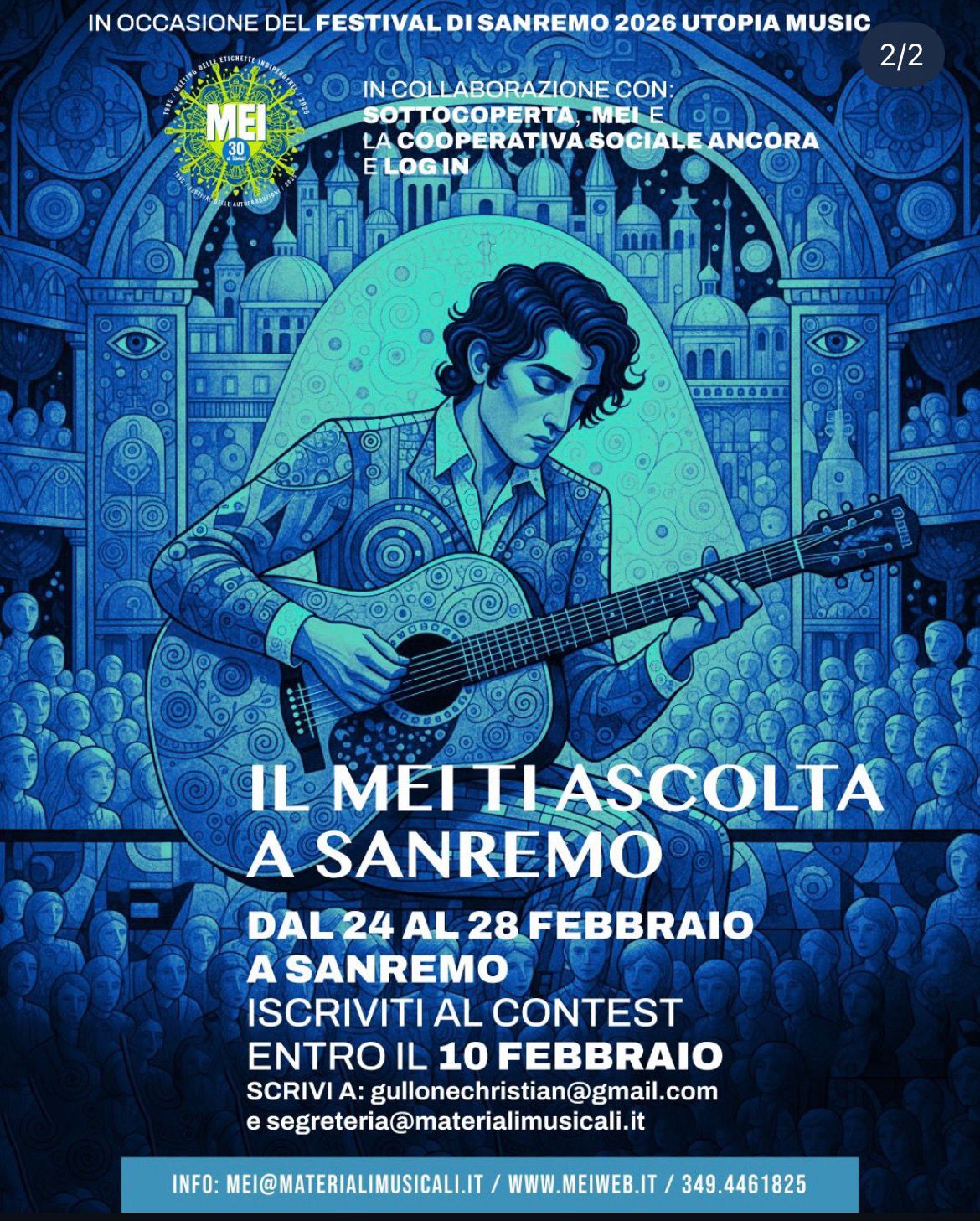 IL MEI TI ASCOLTA A SANREMO. Iscriviti al contest entro il 10 febbraio, live in acustico dal 24 al 28 febbraio