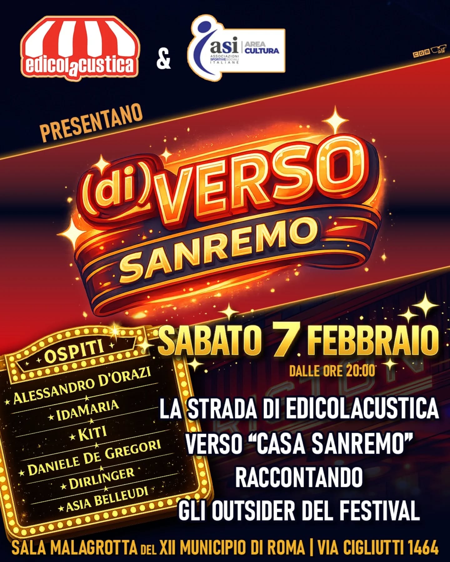 EdicolAcustica verso Sanremo: evento “(di)Verso Sanremo” sabato 7 febbraio a Malagrotta (Roma) – Il MEI è partner!