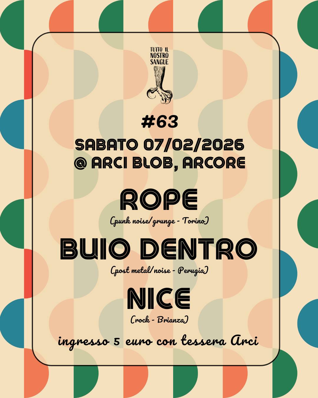 TUTTO IL NOSTRO SANGUE: PRIMO APPUNTAMENTO BRIANZOLO DEL 2026 – PER LA RASSEGNA MUSICALE DIY ATTIVA DAL 2017