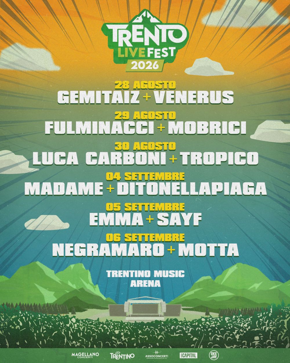 Si arricchisce di nuovi grandi nomi la seconda edizione del TRENTO LIVE FEST!