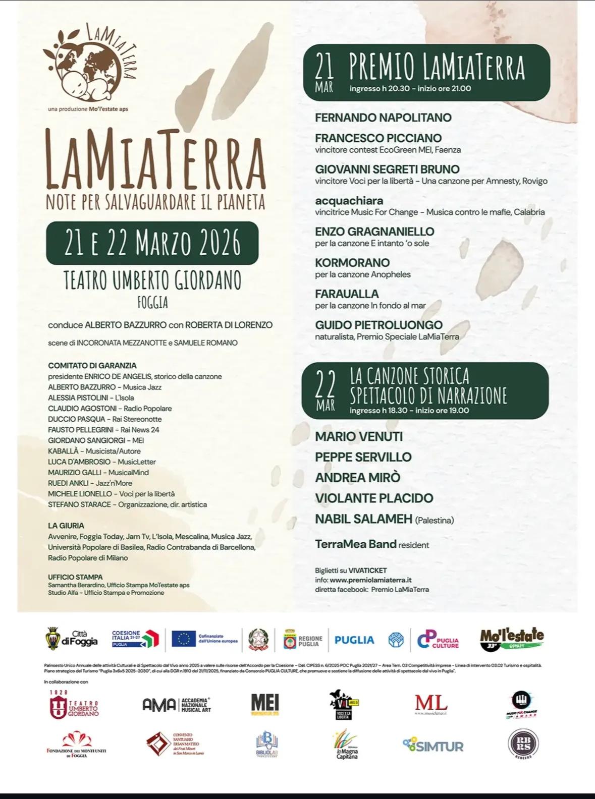 Ecco il Festival La Mia Terra, tra i partecipanti Francesco Picciano, vincitore del Premio EcoGreen del MEI 2025