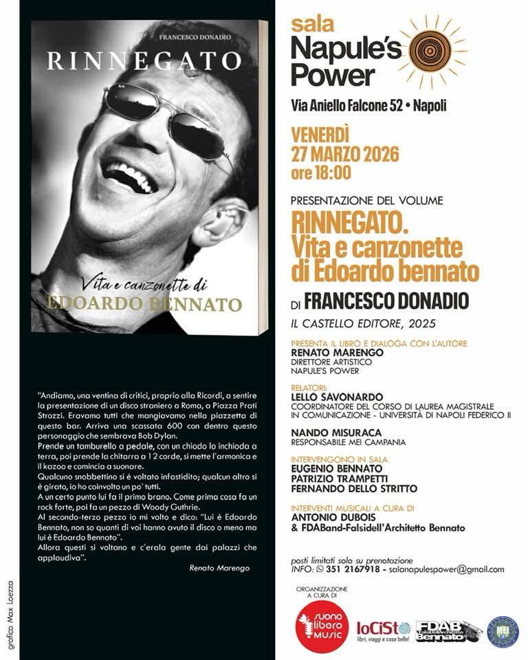 “Rinnegato”: a Napoli la presentazione del libro su Edoardo Bennato