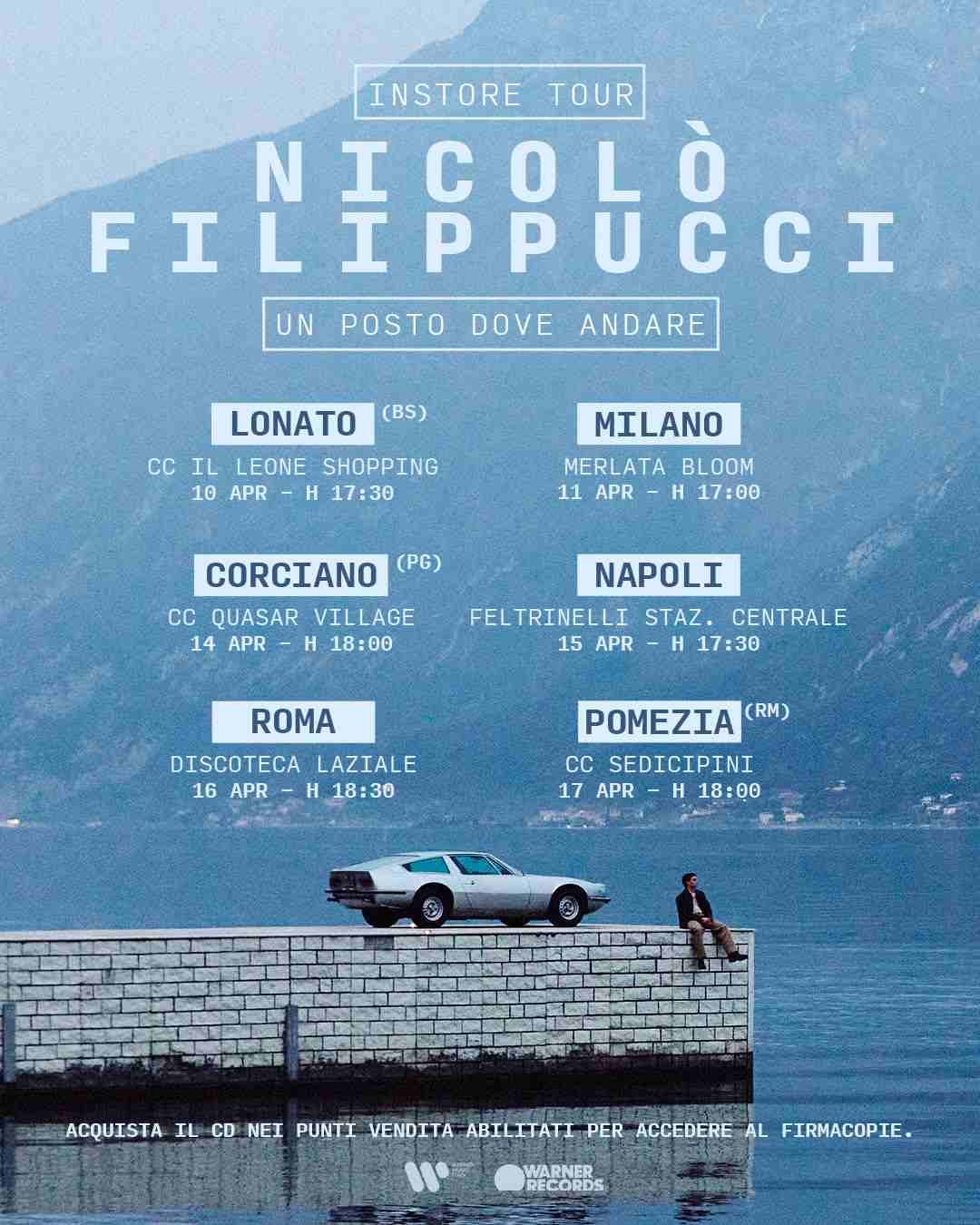 NICOLÒ FILIPPUCCI: prende il via dal 10 aprile l’instore tour del nuovo album “Un posto dove andare” 