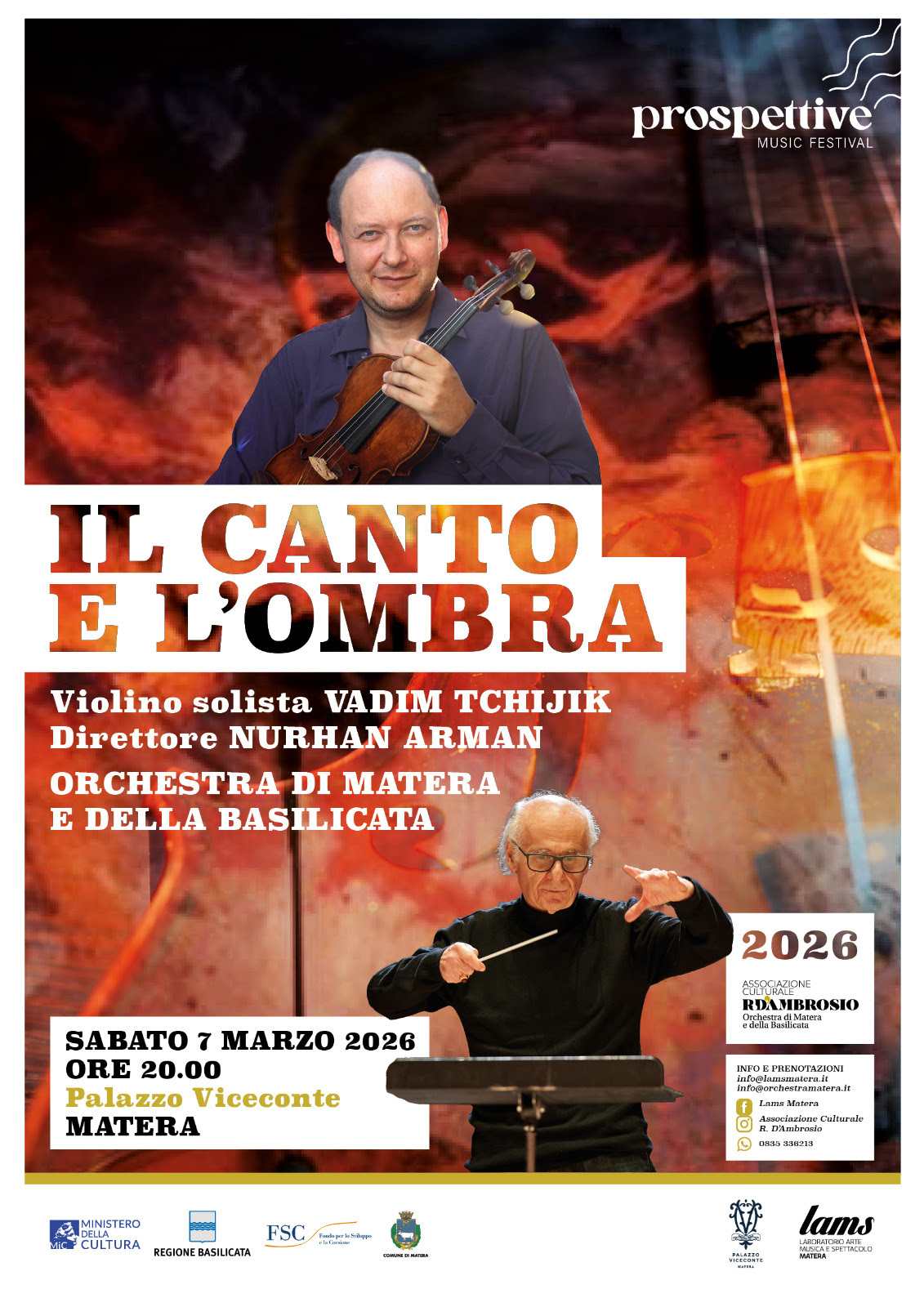 Concerto “IL CANTO E L’OMBRA” Orchestra di Matera e della Basilicata | Sab 7 marzo, ore 20.00 Palazzo Viceconte – Matera