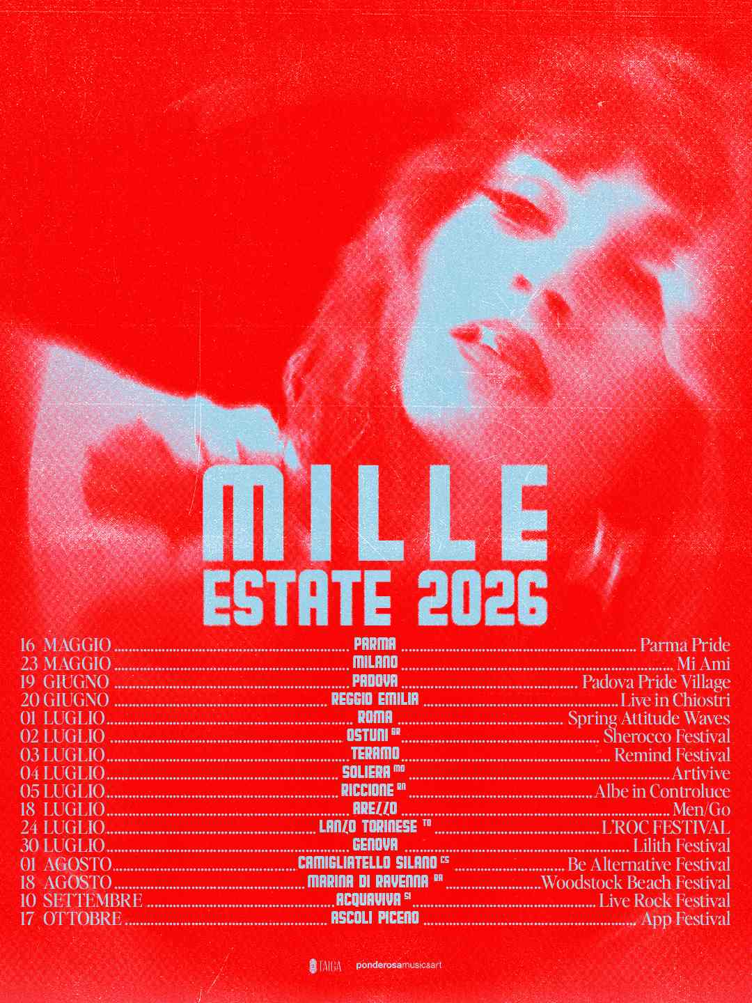 MILLE – Torna protagonista della scena live con un tour estivo che farà tappa nelle principali città italiane