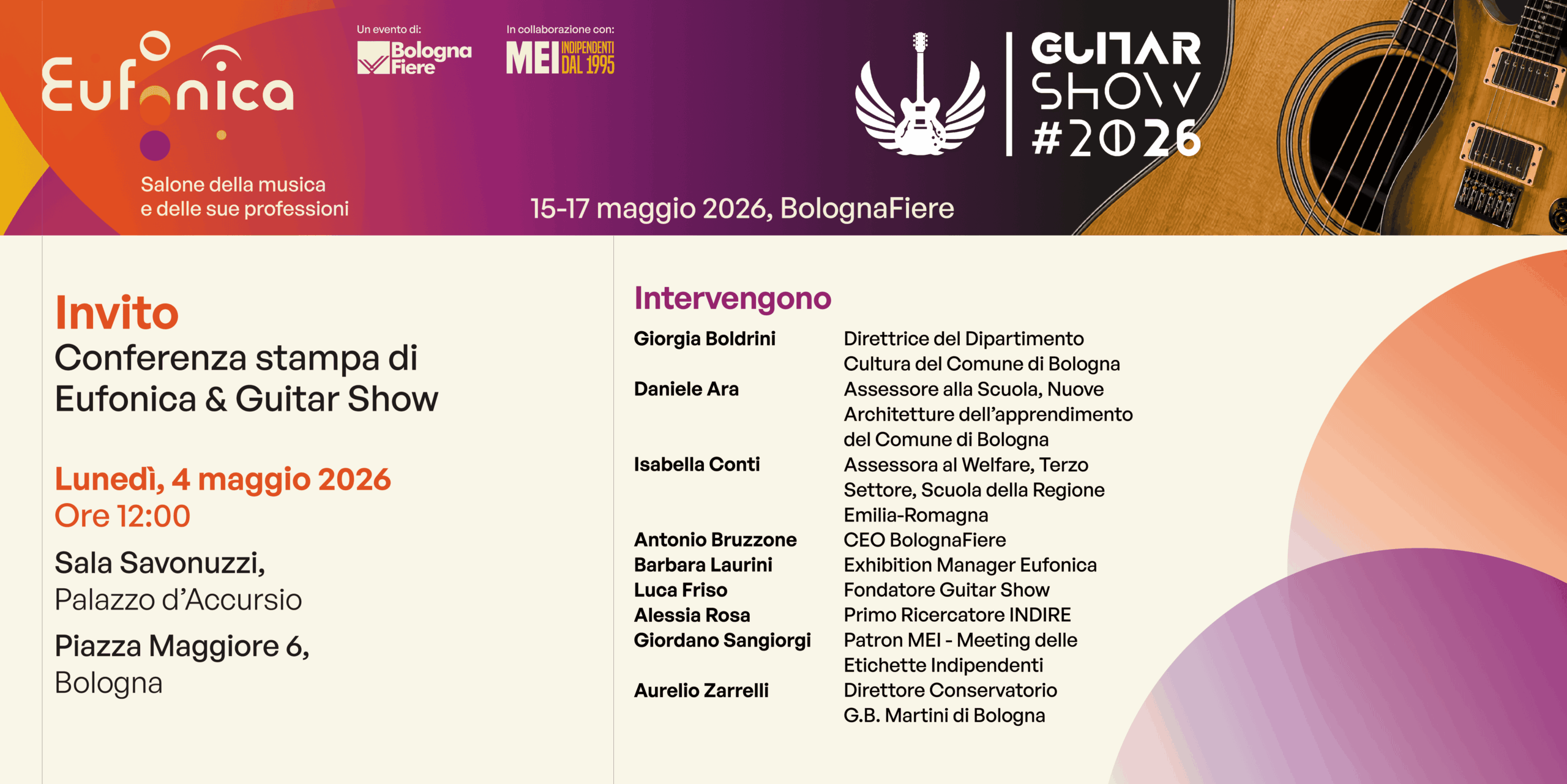 Eufonica: il 4 maggio a Bologna la conferenza stampa ufficiale