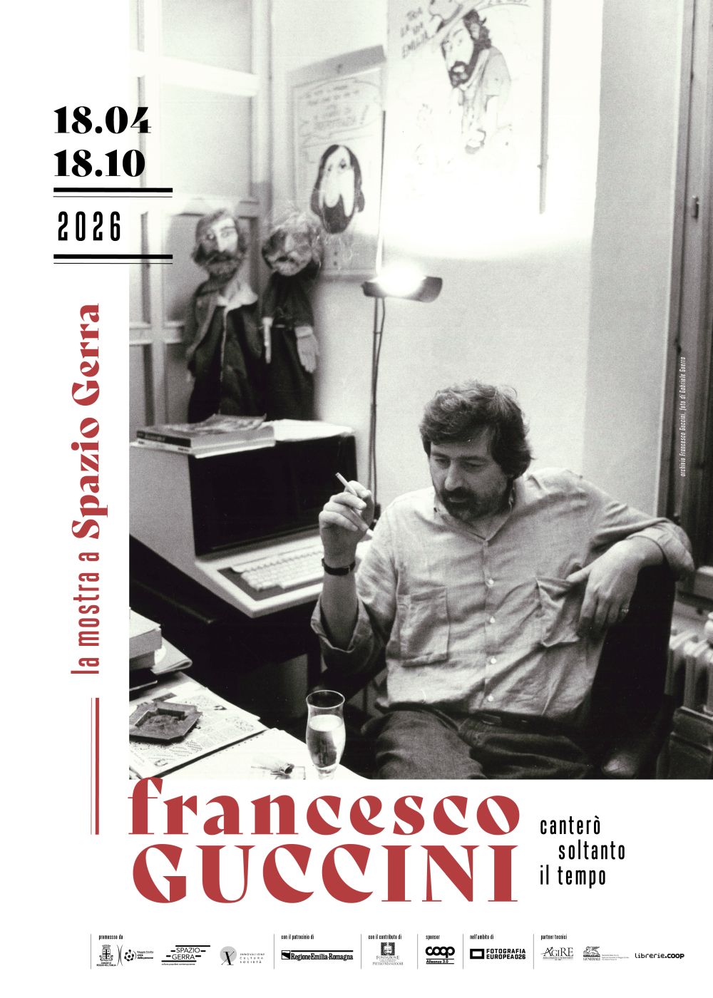 Dal 18 aprile al 18 ottobre 2026, Spazio Gerra a Reggio Emilia ospita la mostra “Francesco Guccini. Canterò soltanto il tempo”, un progetto espositivo dedicato a uno dei più importanti protagonisti della canzone d’autore italiana.