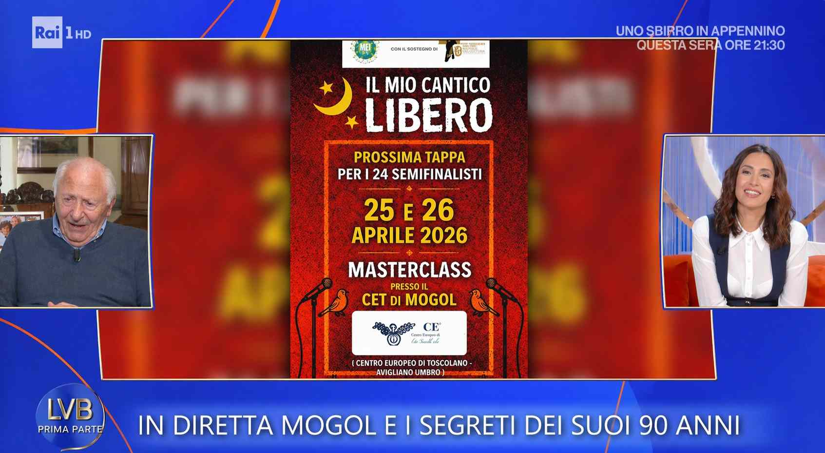 Il Mio Cantico Libero su Rai 1 con Mogol a La Volta Buona di Caterina Balivo