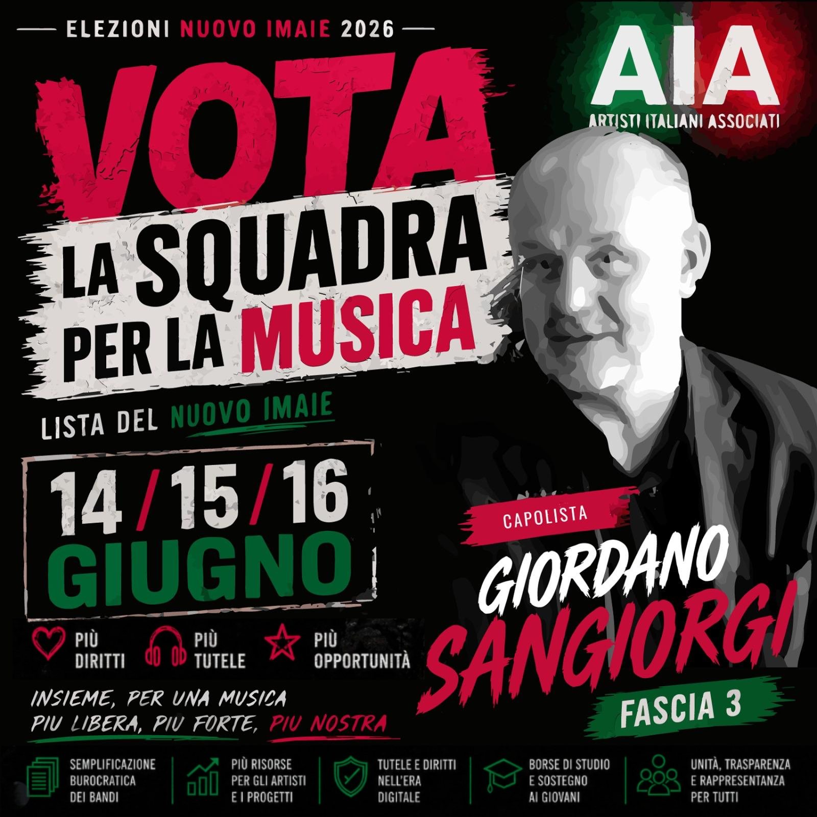 Vota la lista La Squadra per la Musica in Fascia 3 alle Elezioni del Nuovo Imaie del 14,15 e 16 giugno 2026
