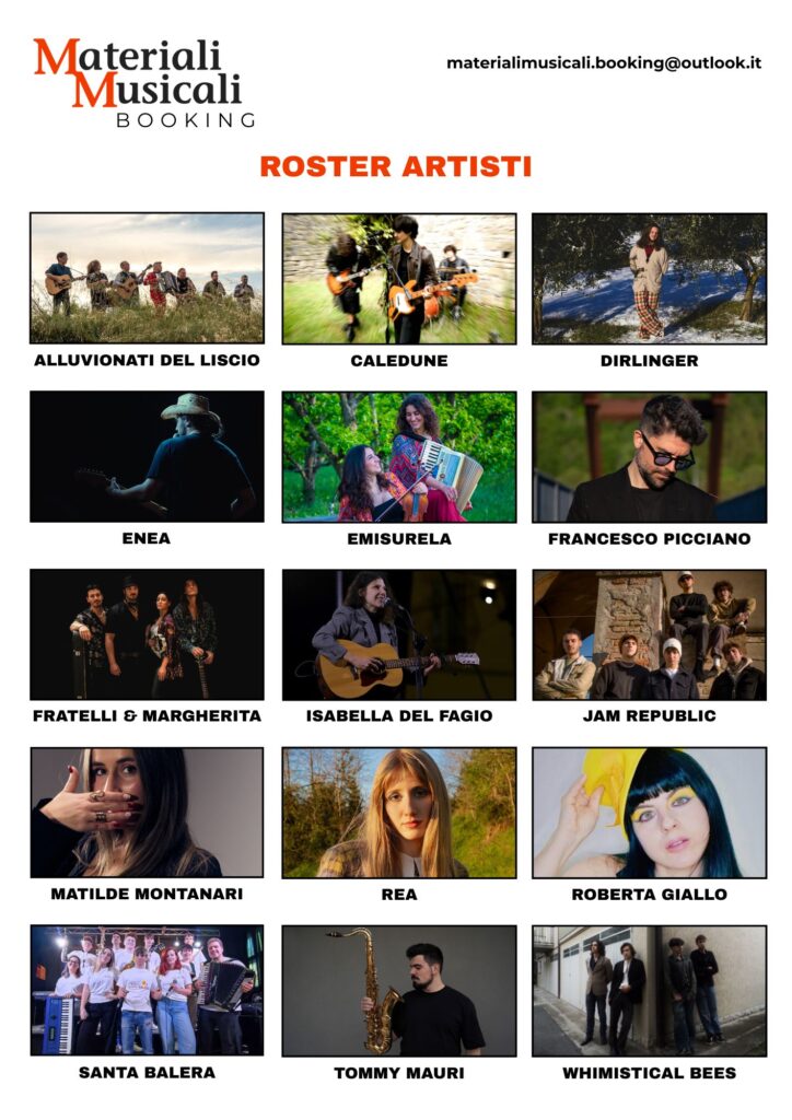 Roster artisti Materiali Musicali booking musica indipendente italiana