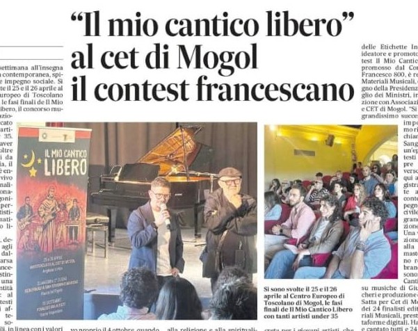 “Il Mio Cantico Libero” : il contest raccontato da Il Messaggero