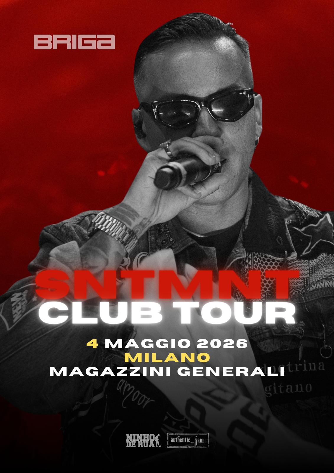 Il rapper e cantautore BRIGA torna in concerto il 4 maggio ai Magazzini Generali di MILANO con SENTIMENTI CLUB TOUR.