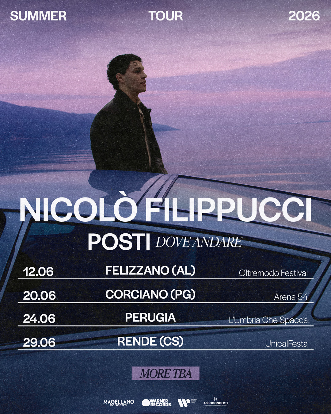 NICOLÒ FILIPPUCCI: al via dal 12 giugno “POSTI DOVE ANDARE SUMMER TOUR 2026”