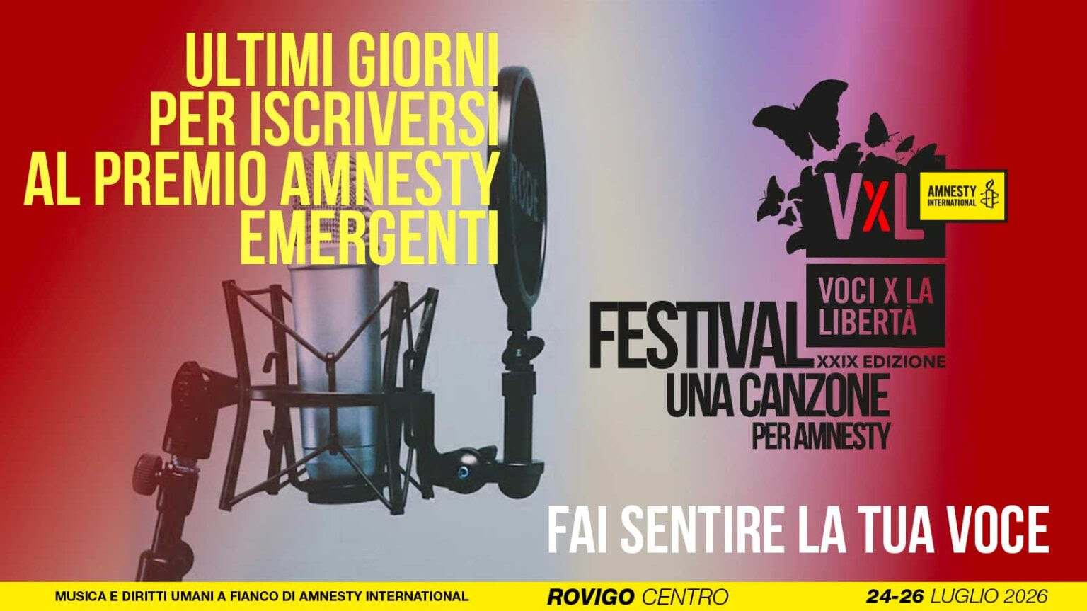 PREMIO AMNESTY PER ARTISTI EMERGENTI: IL 20 APRILE SCADONO LE ISCRIZIONI | Elisabetta Gagliardi si esibirà ad EUFONICA con il MEI