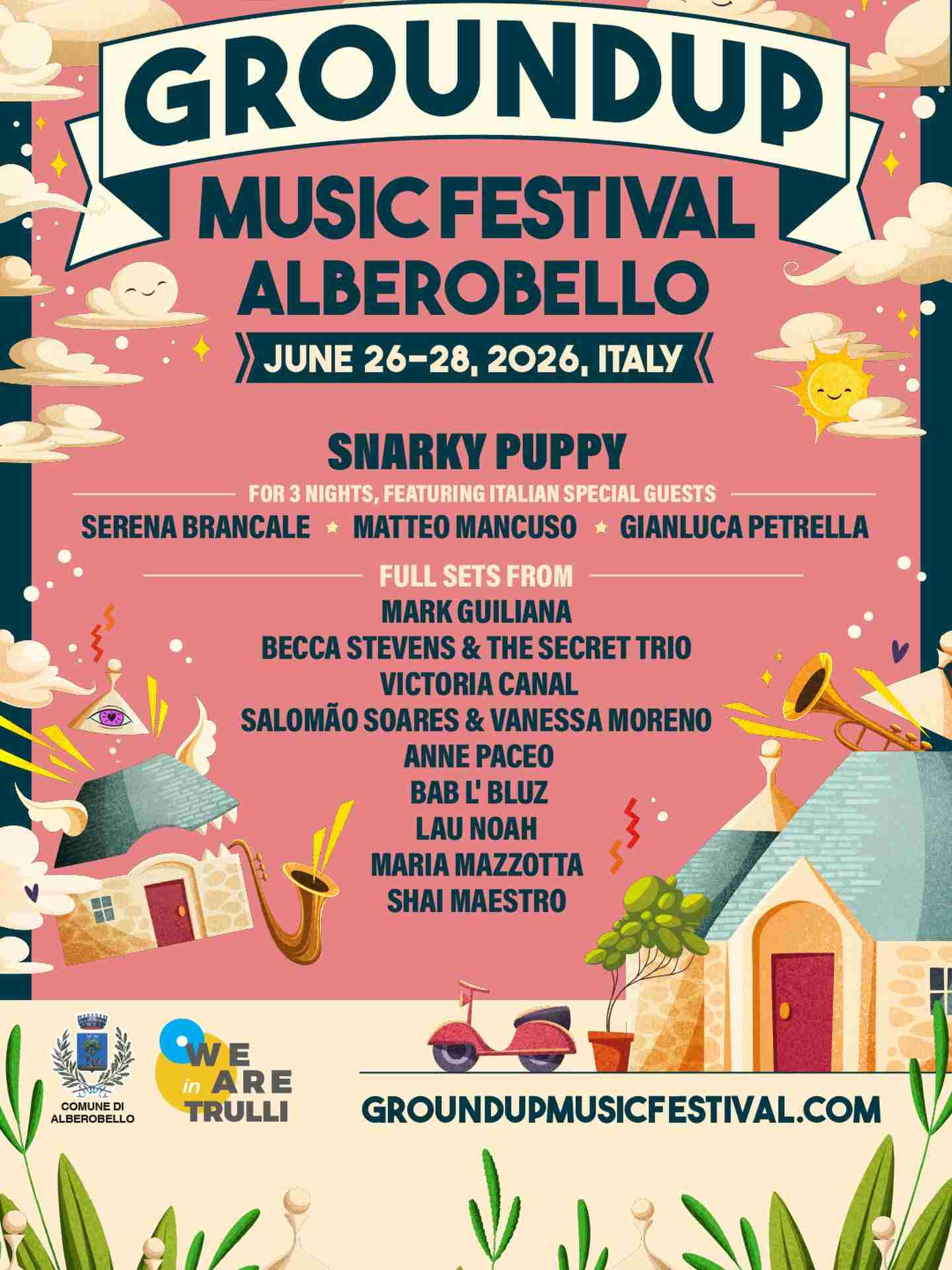  GROUNDUP MUSIC FESTIVAL 2026 | Alberobello 26,27,28 giugno 2026
