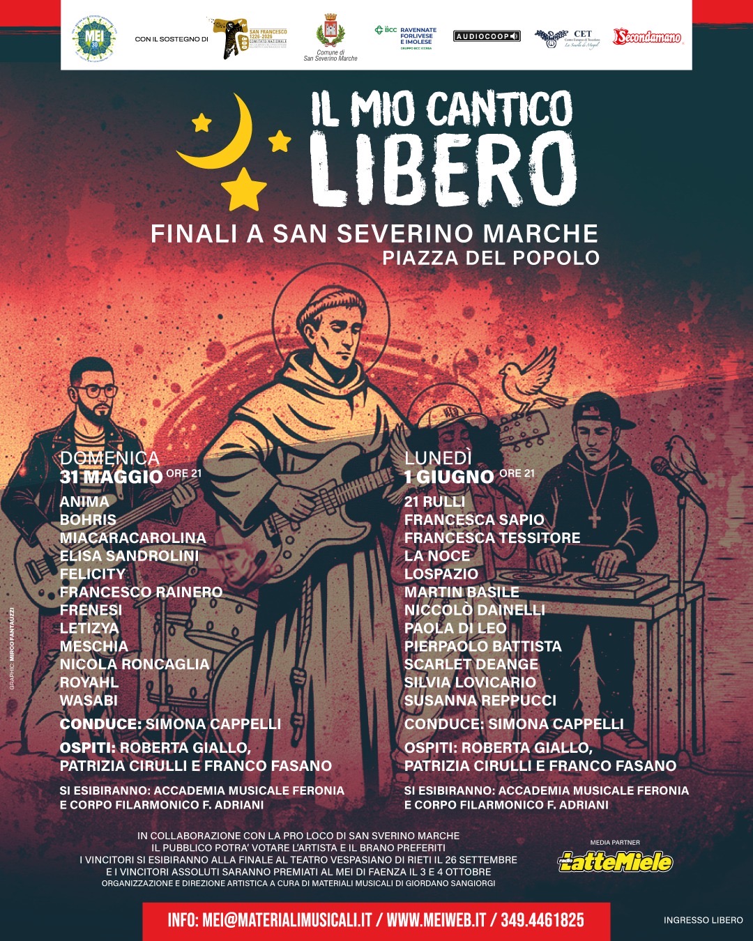 Prosegue Il Mio Cantico Libero per San Francesco 800 con le semifinali a San Severino Marche il 31 maggio e l’1 giugno, in uscita a fine mese un brano inedito scritto dai finalisti con il Maestro Mogol