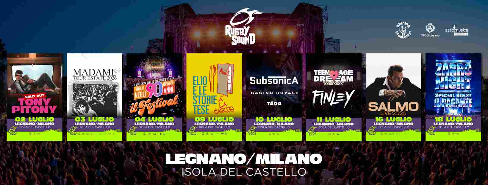 Dal 2 luglio al 18 luglio la lineup della 25ª edizione del RUGBY SOUND FESTIVAL si arricchisce con un nuovo protagonista: SCAR in apertura a Salmo, giovedì 16 luglio all’Isola del Castello di Legnano (Milano)