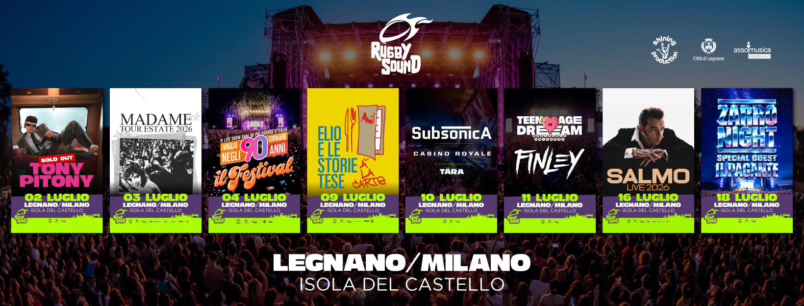 Dal 2 luglio al 18 luglio la lineup della 25ª edizione del RUGBY SOUND FESTIVAL si arricchisce con un nuovo protagonista: SCAR in apertura a Salmo, giovedì 16 luglio all’Isola del Castello di Legnano (Milano)