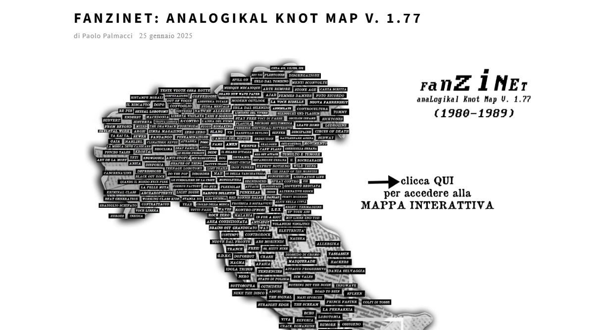 Il progetto del funambolico Paolo Palmacci, la mappatura delle fanzine italiane punk e derivati
