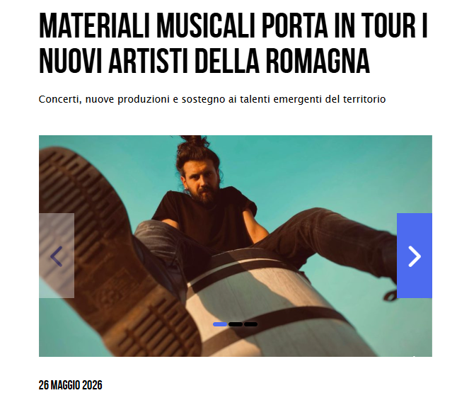 Materiali Musicali porta in tour i nuovi artisti della Romagna: il progetto segnalato dalla Music Commission Emilia-Romagna nel sito e nella newsletter