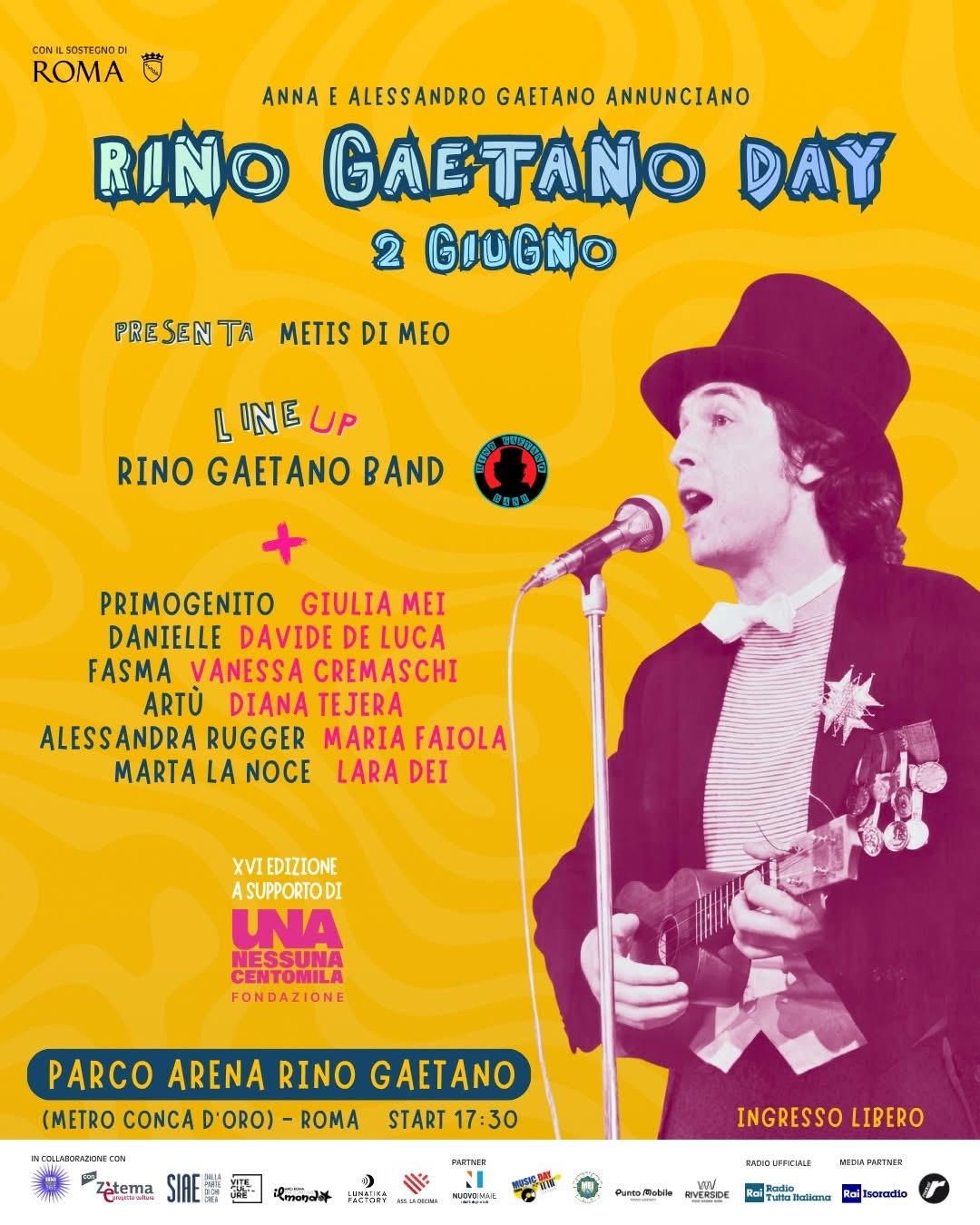 Rino Gaetano Day 2026: il 2 giugno a Roma una grande festa della musica con Fasma, Giulia Mei e tanti ospiti, il MEI è partner