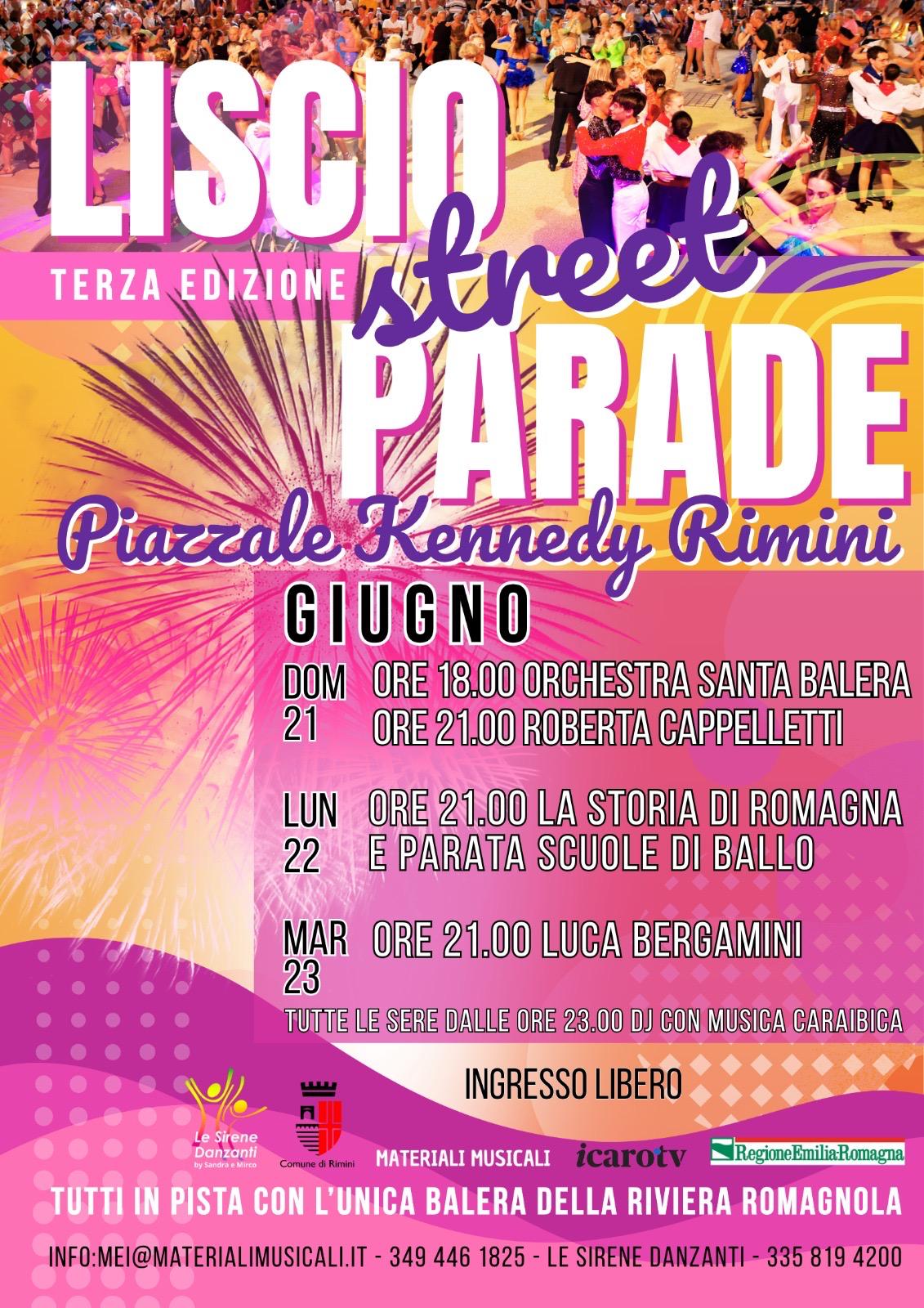  Al via la terza edizione della Liscio Street Parade dal 21 al 23 giugno a Rimini. Ecco il programma.