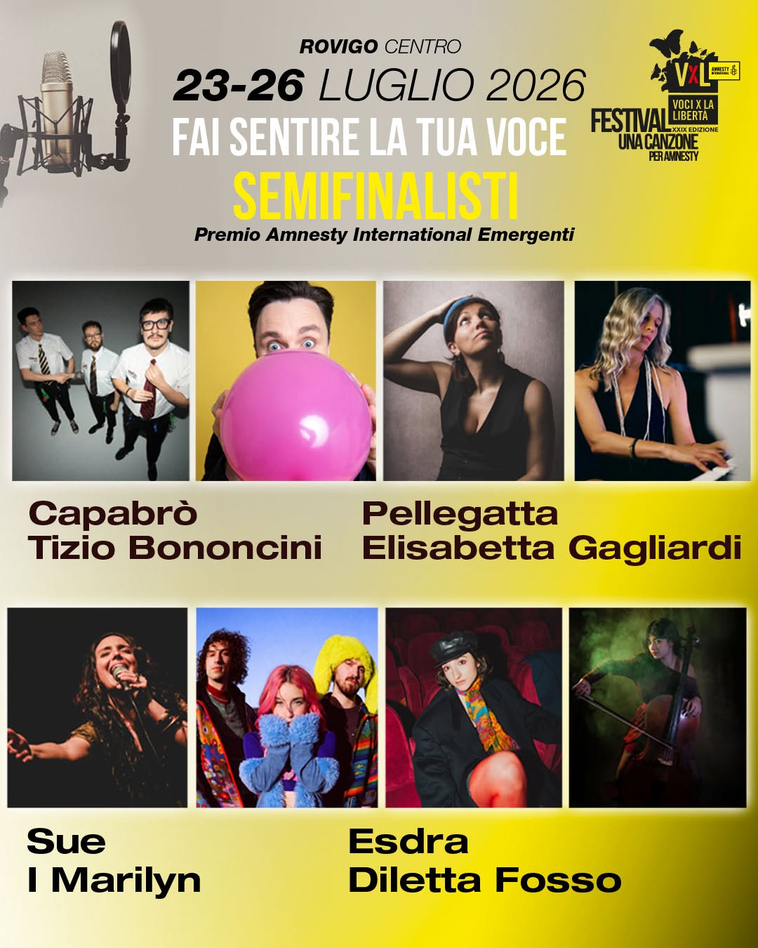  GLI 8 SEMIFINALISTI DEL PREMIO AMNESTY ITALIA EMERGENTI  2026 