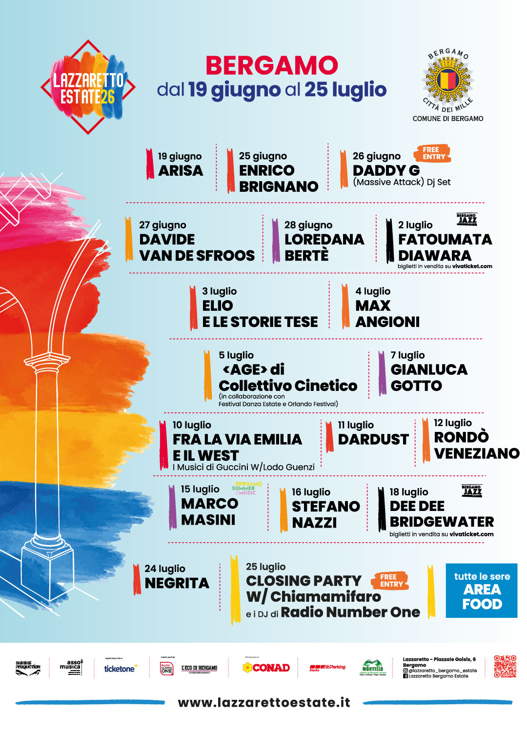 Al via venerdì 19 giugno LAZZARETTO ESTATE 2026, la rassegna estiva che offre musica, comicità e spettacoli dal vivo al Lazzaretto di Bergamo.