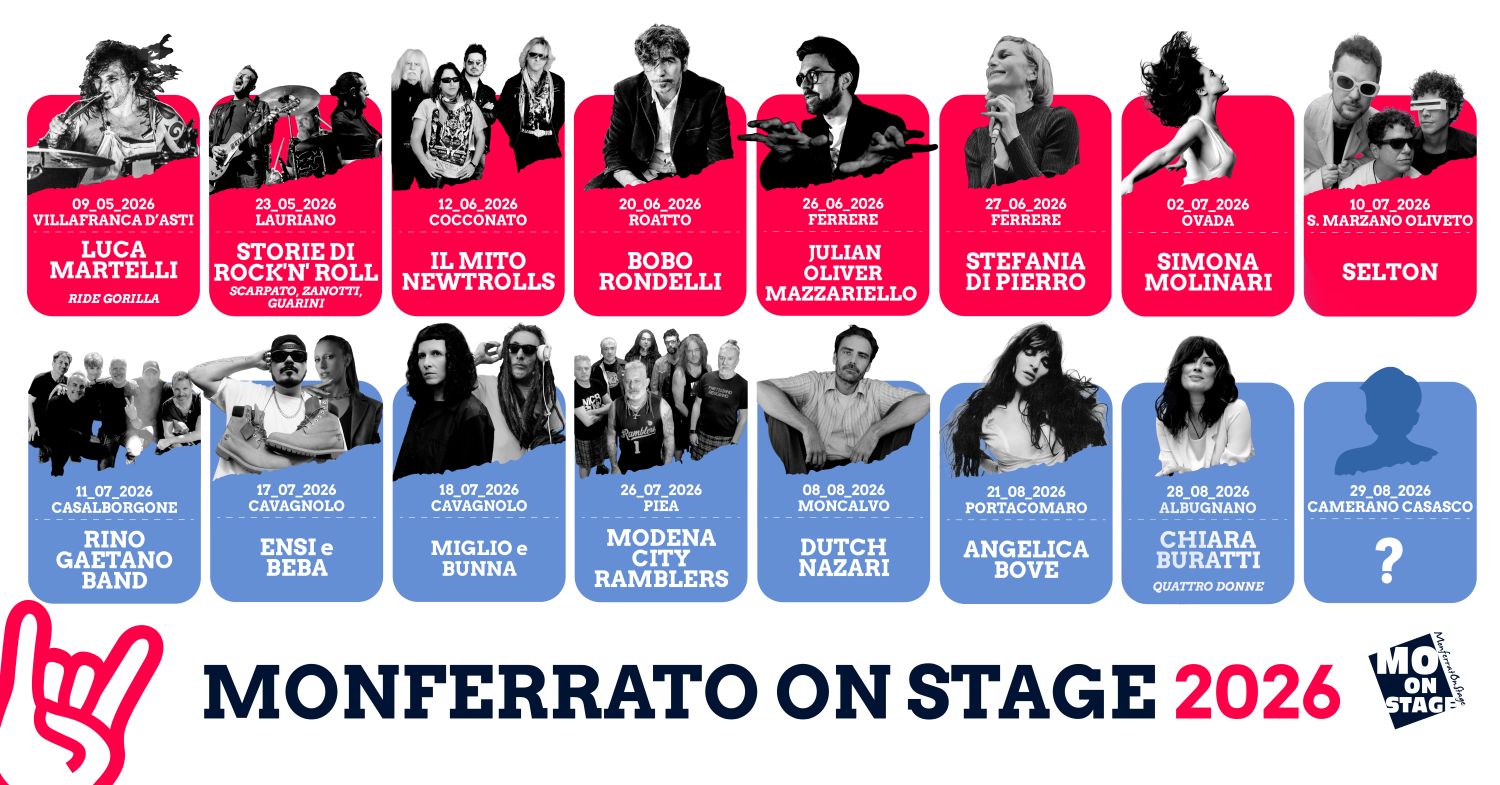 Il 12 giugno l’11ª edizione MONFERRATO ON STAGE, la rassegna itinerante che unisce eccellenze enogastronomiche e musica, arriva a COCCONATO (Asti).