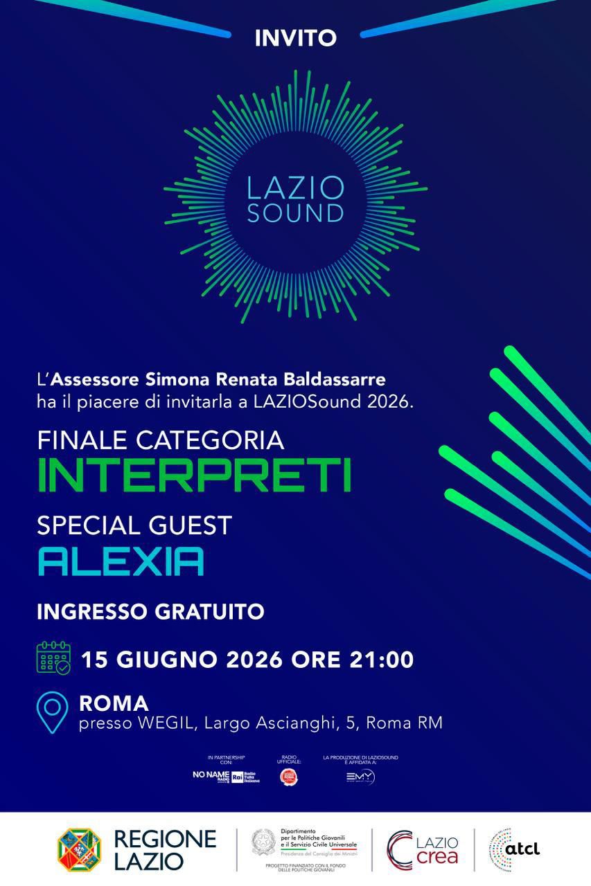 LazioSound 2026: il 15 giugno a Roma la finale della categoria Interpreti con ospite Alexia. Il MEI tra i partner del progetto