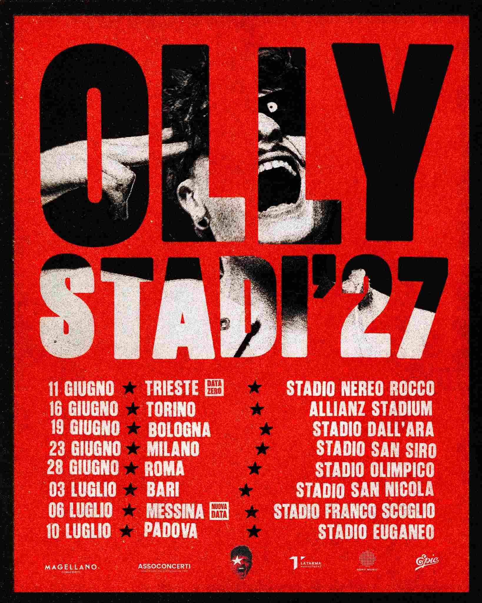 _OLLY STADI ‘27_Con il live del 6 luglio 2027 allo Stadio Franco Scoglio di Messina sono annunciate tutte le date del primo tour negli stadi
