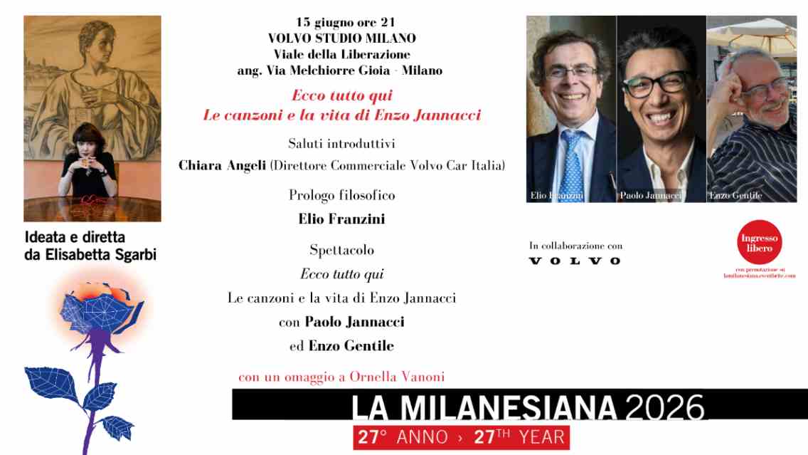 Il 15, 16 e 17 giugno La Milanesiana, ideata e diretta da Elisabetta Sgarbi, dopo la serata con ospite Park Chan-Wook del 25 maggio, torna al Volvo Studio Milano con 3 appuntamenti imperdibili
