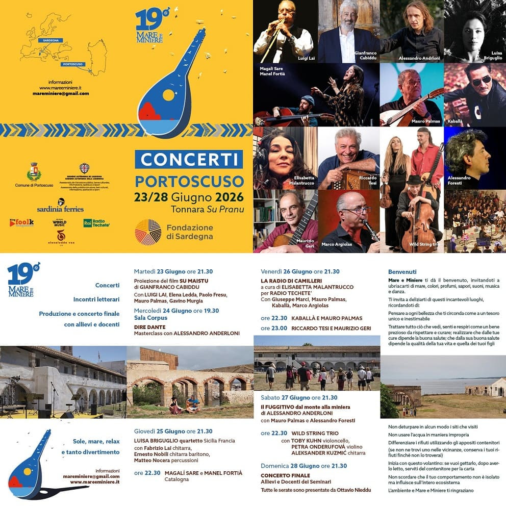 Mare&Miniere • Da martedì 23 a domenica 28 giugno a Portoscuso (Sulcis Iglesiente) i seminari e i concerti di Mare e Miniere