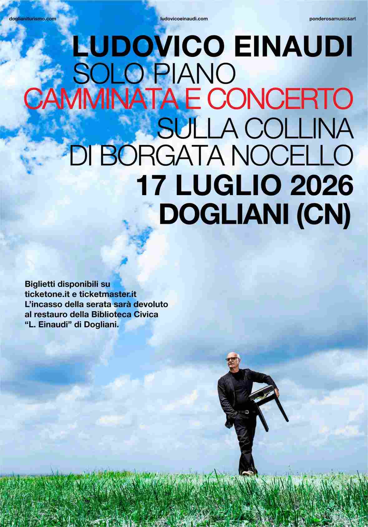Ludovico Einaudi – Solo Piano – Camminata e concerto sulla collina di Borgata Nocello