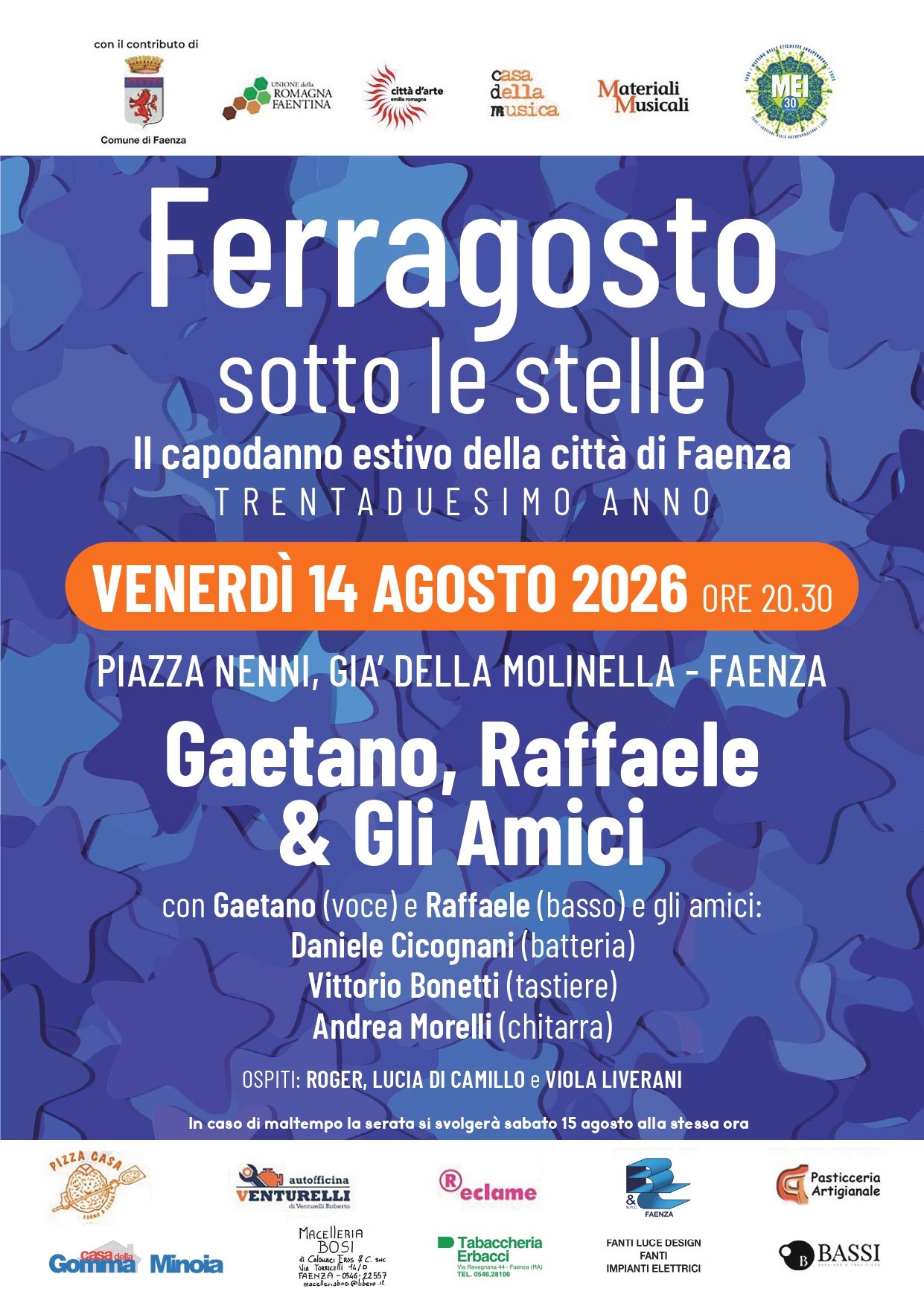 Torna il 14 agosto a Faenza Ferragosto sotto le Stelle per la sua trentaduesima edizione
