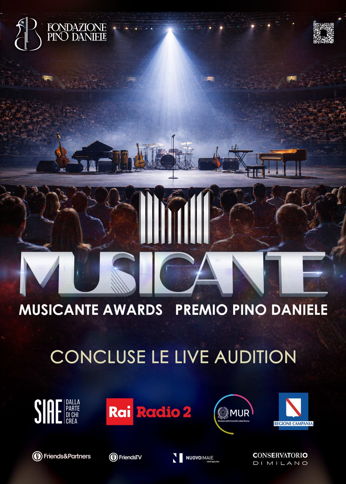 Si sono concluse le Live Audition della 2ª edizione di MUSICANTE AWARDS – PREMIO PINO DANIELE per selezionare i candidati che accedono al percorso finale del contest, fino ad arrivare a un grande evento conclusivo a NAPOLI.