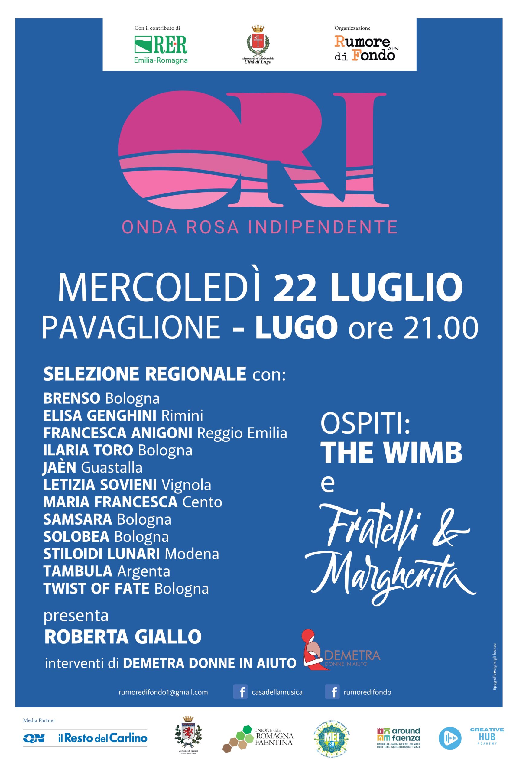 Onda Rosa Indipendente 2026: il 22 luglio al Pavaglione di Lugo la seconda selezione regionale