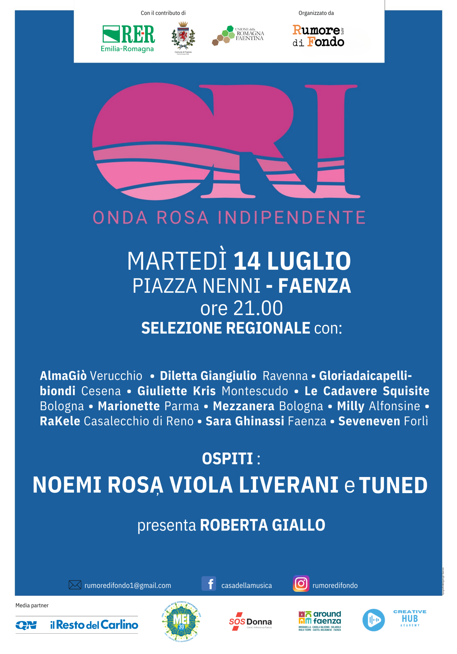 Onda Rosa Indipendente 2026: il 14 luglio a Faenza la prima selezione regionale con undici artiste in gara