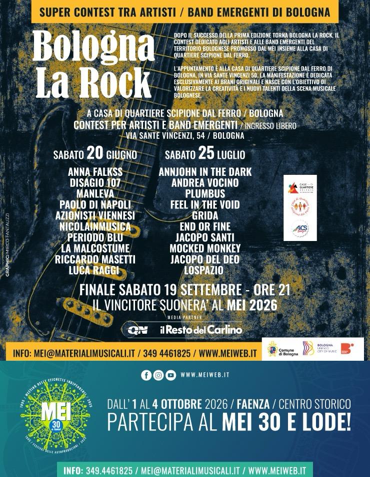 Bologna La Rock: sabato 25 luglio torna il contest per artisti e band emergenti alla Casa di Quartiere Scipione dal Ferro