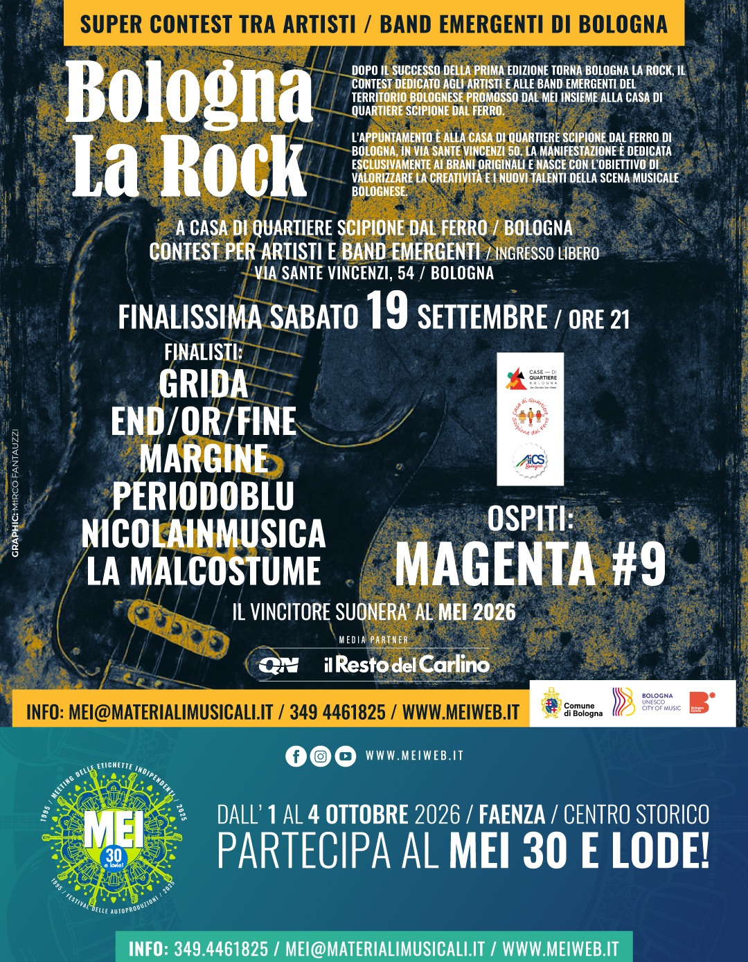 Bologna La Rock 2026: Ecco i 6 finalisti che si esibiranno il 19 settembre!