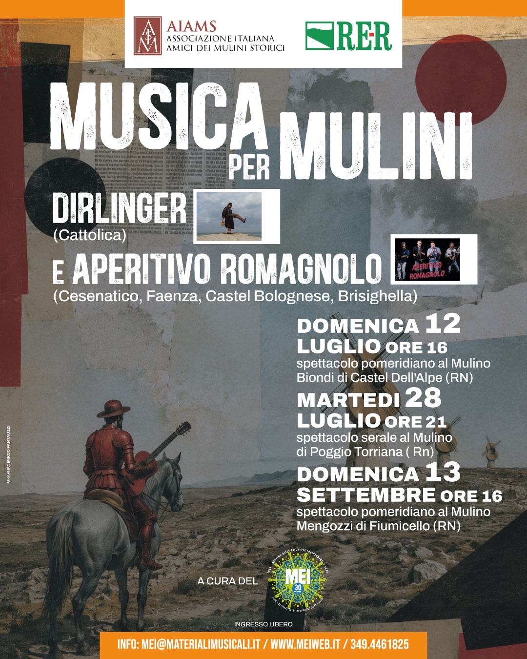 Musica per Mulini: martedì 28 luglio al Mulino di Poggio Torriana di Rimini, ecco la seconda tappa a cura del Mei con i Mulini Storici dell’Emilia-Romagna